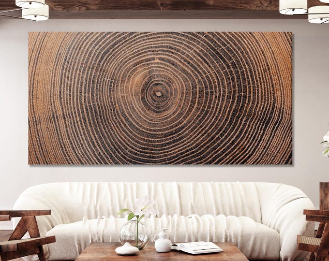 Tree Ring Wall Art – Large Farmhouse Wall Decor Rustic Art Earthy Prints Wood Interior Wall Art for Living Room Decor Cozy Bedroom Art Print