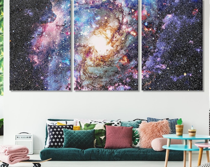 Galaxy Nebula Canvas Art - Cosmic Space Wall Art, Large Starry Sky Artwork, Deep Space Decor, Colorful Universe Scene for Modern Interiors