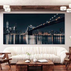 Stampa su tela del ponte di Brooklyn – Paesaggio urbano moderno di New York City, arte murale extra large del ponte di Brooklyn di New York per la decorazione murale moderna dell'ufficio urbano