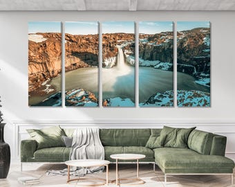 Aldeyjarfoss Art Waterfall Print Iceland Canvas Art Large Winter ...