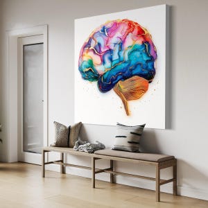 Brain Wall Art - Decorazione murale di neuroscienze, Arte su tela astratta del cervello, Opere d'arte scientifiche moderne, Arte murale per studi medici, Arte per studi psicologici