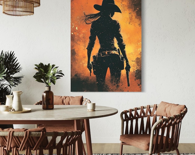Cowgirl Wall Art - Western Wall Decor, Wild West Artwork, Large Western Themed Canvas Print, Rustic Cowgirl Canvas Art, Rodeo Art Gift