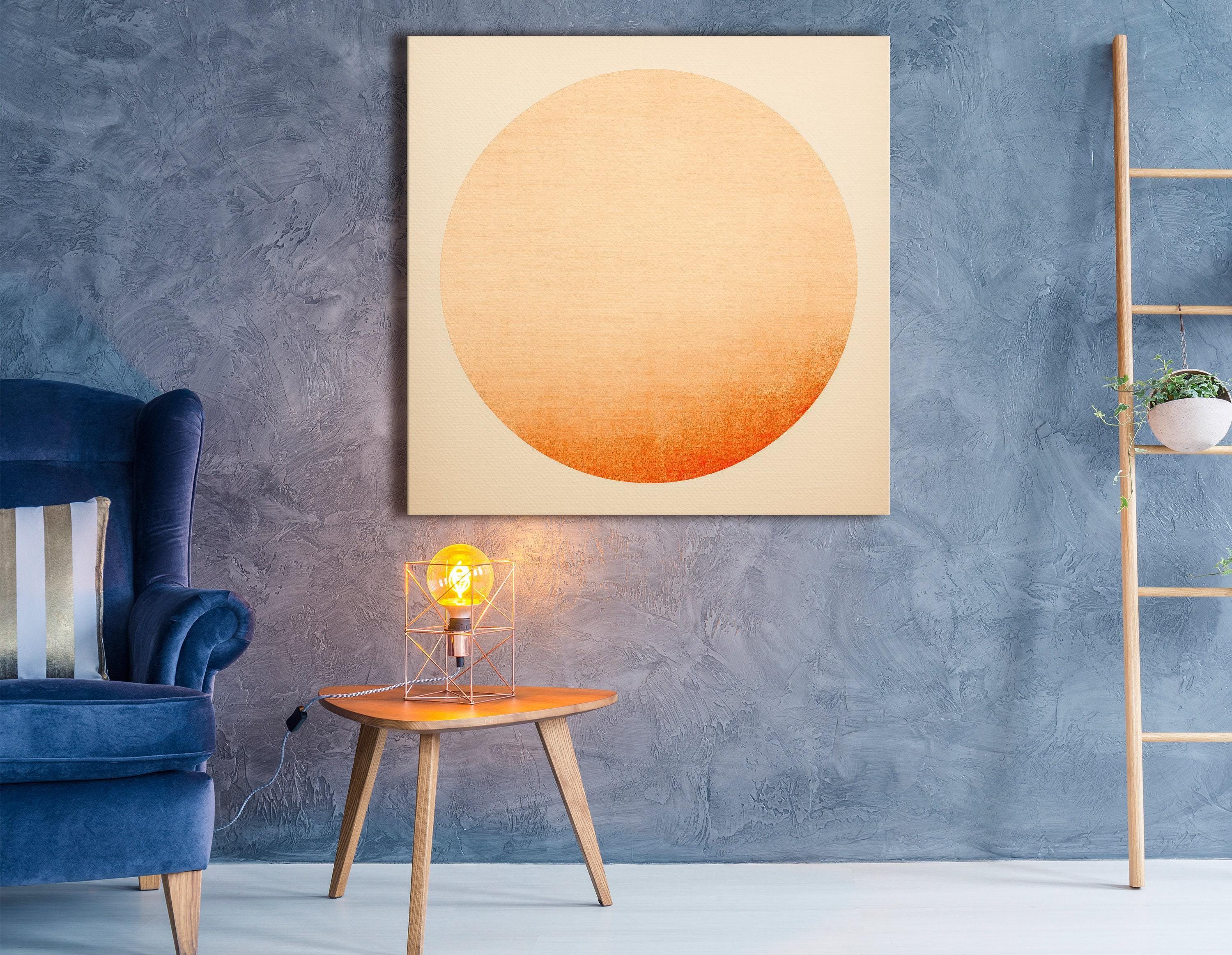 Peach and cream abstract circle gradient on a light cream background detail view