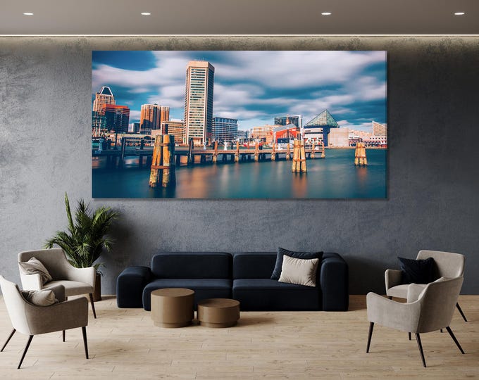 Baltimore Canvas Art - Baltimore Cityscape Canvas Print, Baltimore Wall Art, Baltimore MD Harbor, Baltimore Wall Decor, Baltimore Art Print