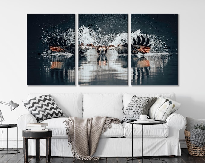 Osprey Hunting Canvas Print, Majestic Sea Hawk Wall Art, Large Wildlife Photography, Predator in Action Decor, Nature and Bird Artwork