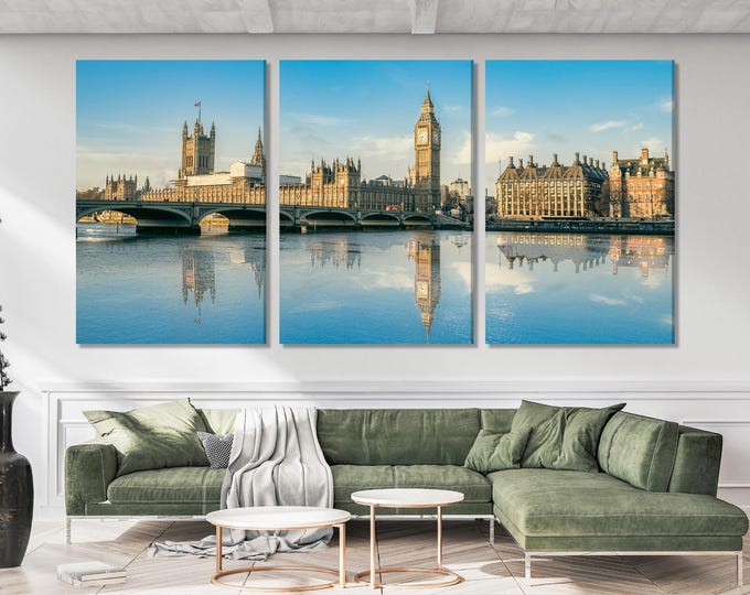 Big Ben Canvas Art - London Wall Art, Westminster Palace over River Thames Canvas Print, London Cityscape, London Wall Art, London Art Print