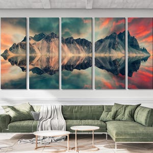 Stokksnes Vestrahorn Berg Leinwanddruck - Island Malerische Kunst, Sonnenuntergang Landschaft Kunstwerk, Fine Art Fotografie für Wohnkultur