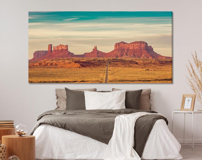 Monument Valley Canvas Print, Large Desert Landscape Wall Art, Iconic Road View Artwork, Southwest USA Art Print, XXL Monument Valley Decor