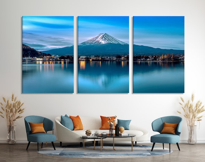 Mount Fuji Wall Art – Extra Large Japanese Landscape Art Print, Snow Capped Mountain Artwork, Mountain Print for Living Room or Office Decor