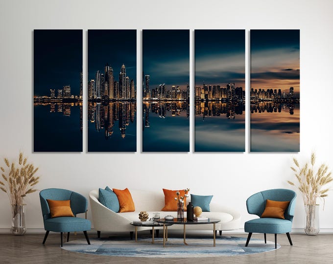 Dubai Wall Art - Modern Dubai Canvas Print, Large Dubai Wall Decor, Room Decor Dubai Artwork Gift Idea, Dubai Art Print, Dubai Cityscape Art