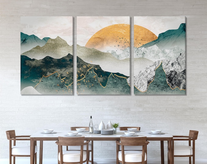 Abstract Mountain Wall Art - Nordic Wall Decor, Large Minimalist Nature Artwork Print, Modern Mountain Canvas Print, Nordic Bedroom Decor