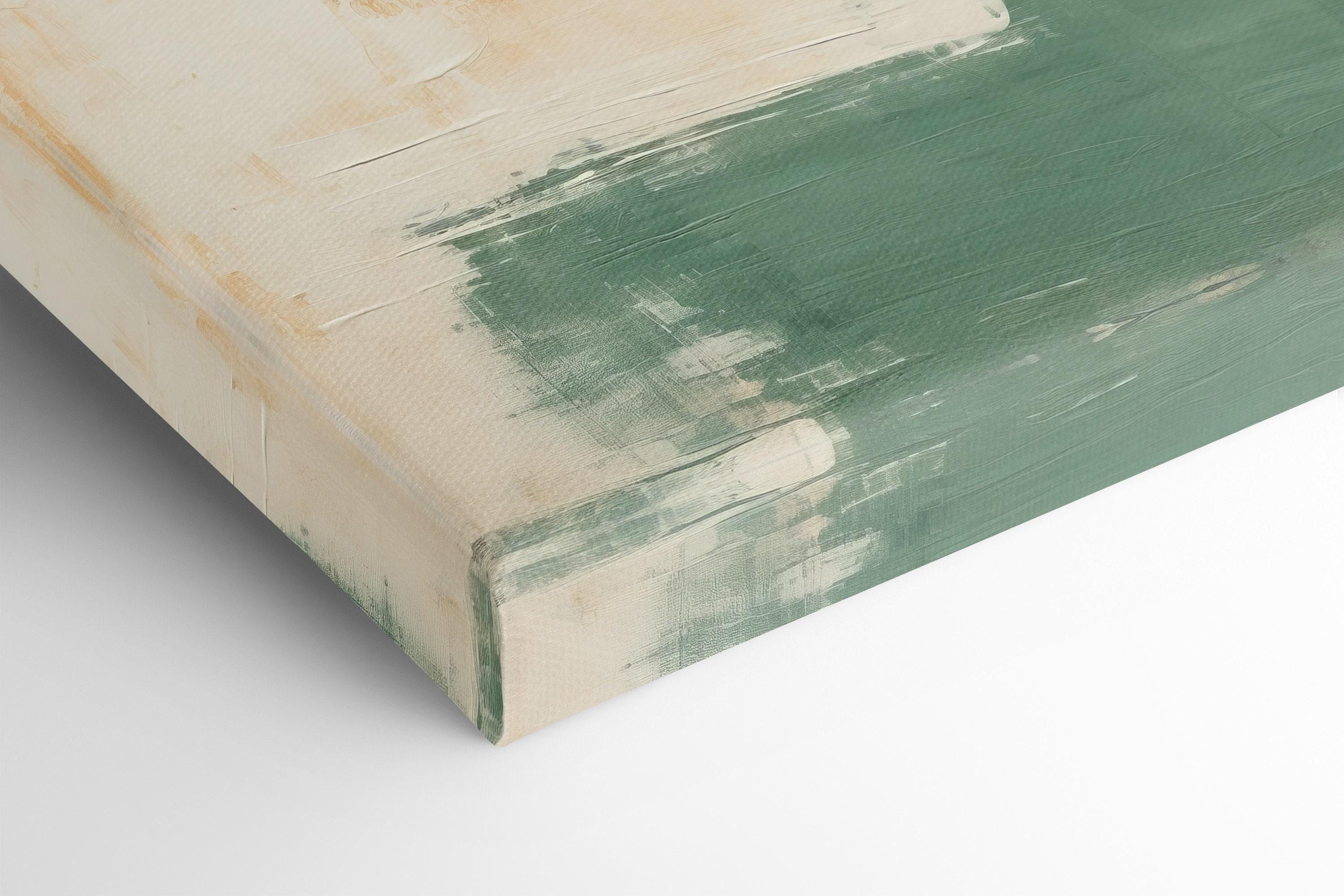 Textured abstract colour-block artwork with cream, charcoal-black and muted forest green areas detail view