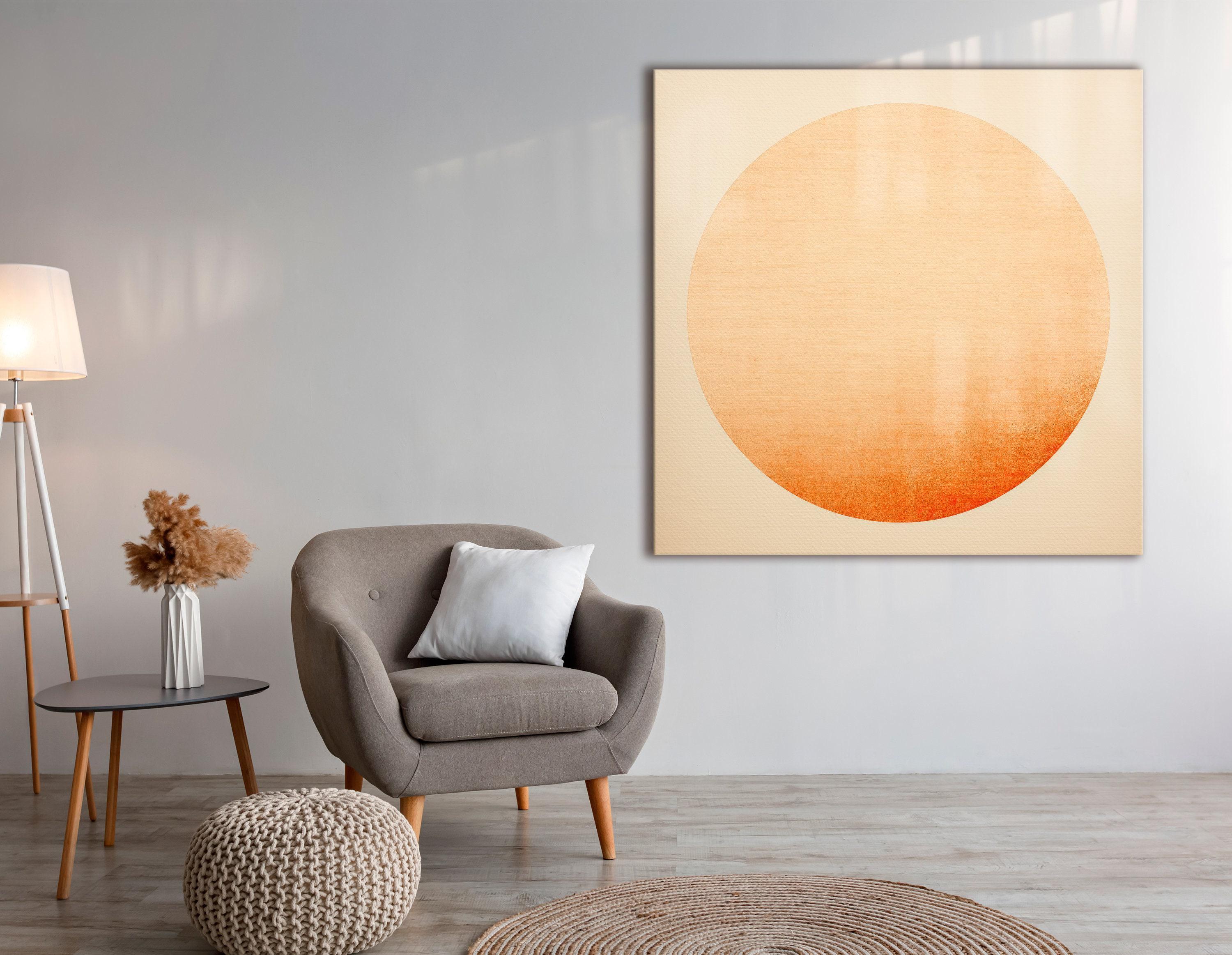 Peach and cream abstract circle gradient on a light cream background detail view