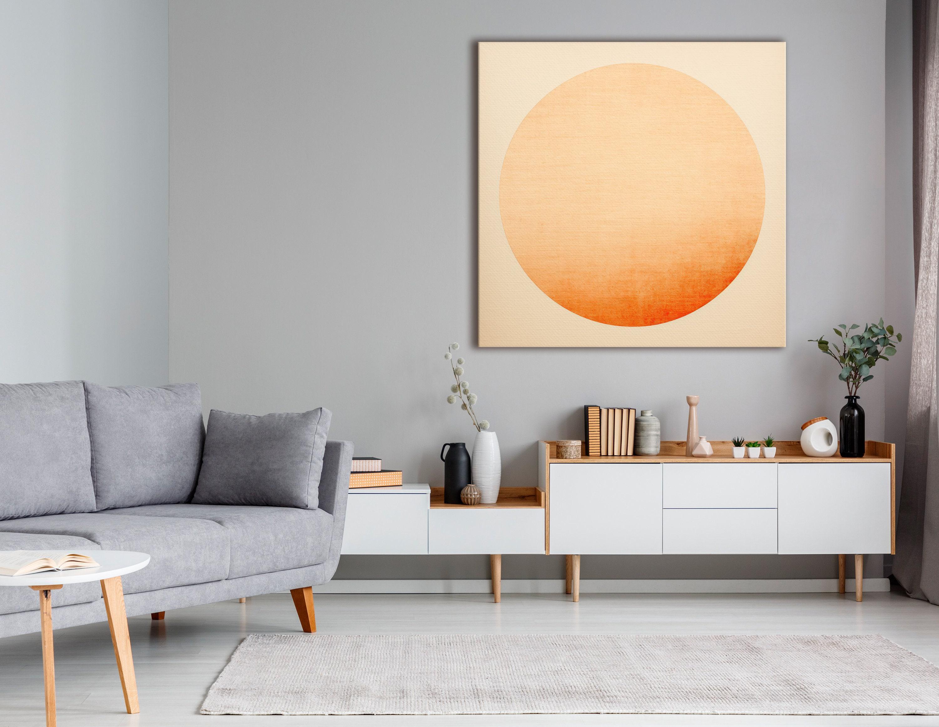 Peach and cream abstract circle gradient on a light cream background detail view