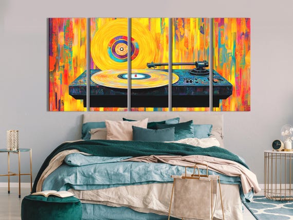 Vinyl Record Wall Art Colorful Turntable Canvas Print Abstract