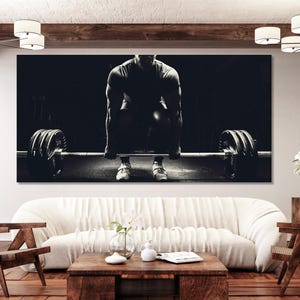 Gewichtheben Leinwanddruck, großes Fitnessstudio Wandkunst, motivierendes Fitness Kunstwerk, modernes Krafttraining Kunstdruck, dynamisches Wanddekor