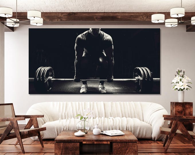 Weightlifting Canvas Print, Large Gym Wall Art, Motivational Fitness Artwork, Modern Strength Training Art Print, Dynamic Wall Decor