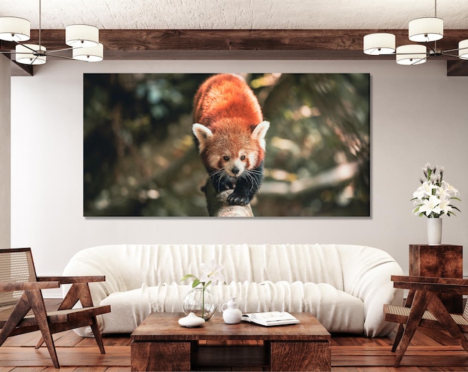 Large Red Panda Canvas Print, Cute Wildlife Wall Art, Oversized Forest Animal Artwork, Adorable Woodland Creature Canvas for Nature Decor
