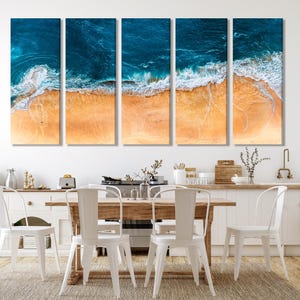 Sandy Beach Canvas Art – Beach Waves Art Print, Coastal Wall Decor, Seascape Art Print, Coastal Wall Art Summer Theme Gift, Beach Waves Art