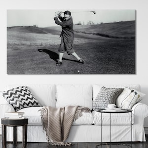 Vintage Golfer Leinwanddruck, Klassische Schwarzweiße Wandkunst, Großes Golf Schaukel Kunstwerk, Retro Sport Kunstdruck, Retro Golf Wanddekor