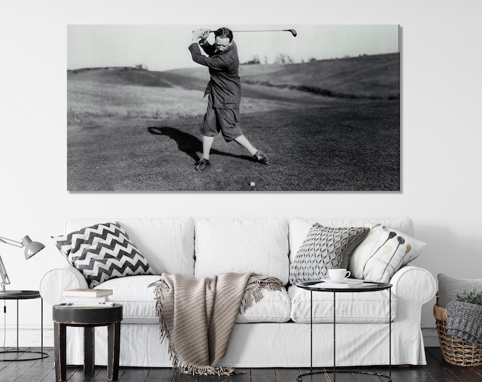 Vintage Golfer Canvas Print, Classic Black and White Wall Art, Large Golf Swing Artwork, Retro Sports Art Print, Retro Golf Wall Decor