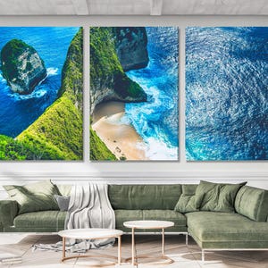 Kelingking Beach Leinwanddruck Küsten Manta Bay Kunstwerk Insel Nusa Penida Druck Bali Meerlandschaft Wandkunst Tropisches Innendekor Bali Kunstwerk