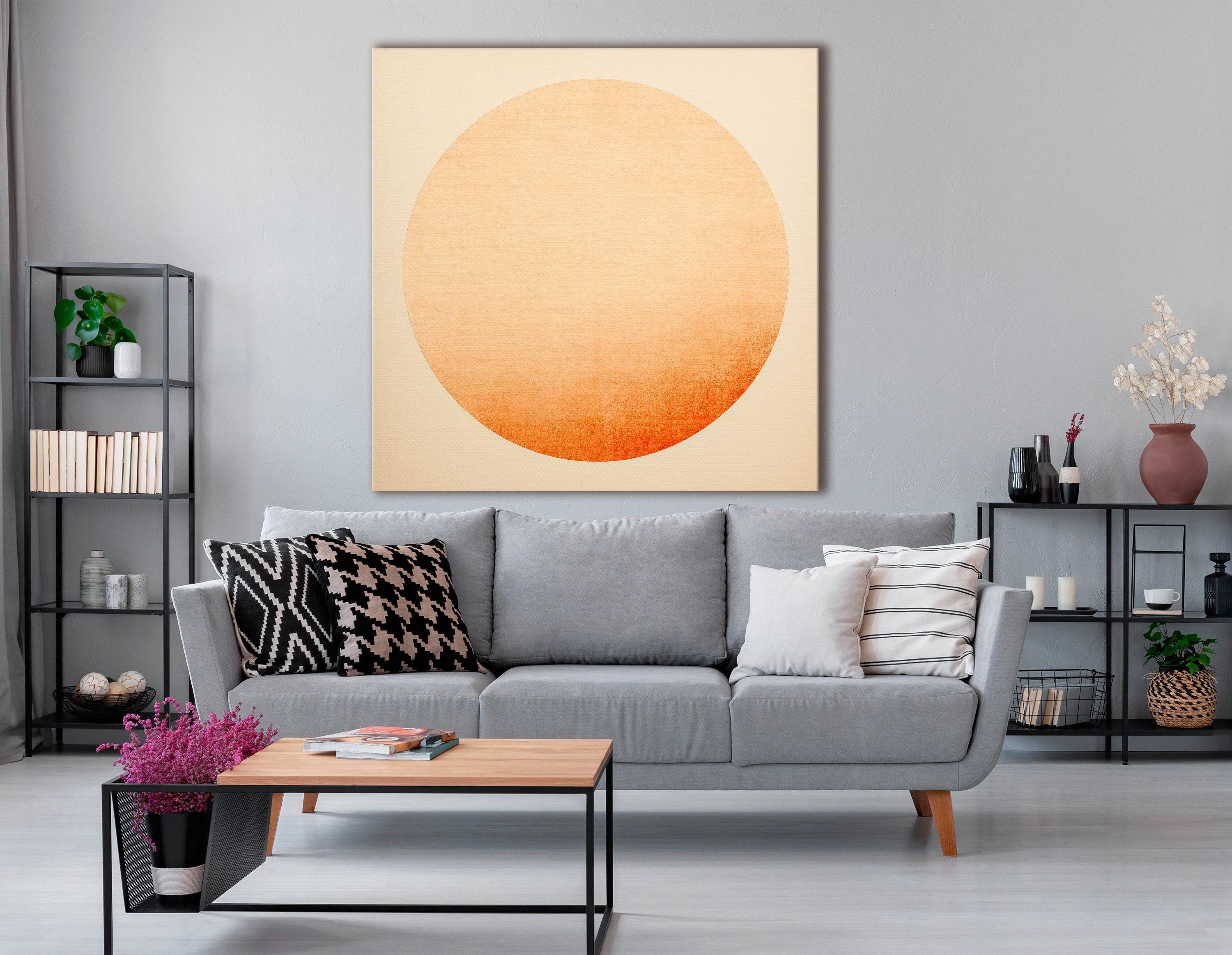 Peach and cream abstract circle gradient on a light cream background detail view