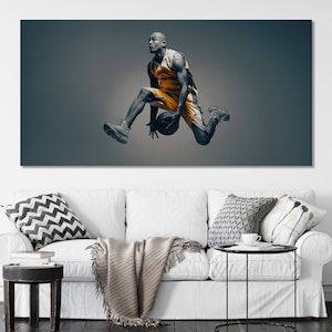 Basketball Player Canvas Print - Inspirational Basketball Wall Art , Oversized B&W Sports Decor Modern Home Gym or Game Room Wall Decor Gift