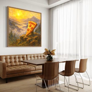 Pizza Canvas Print – Romanticism Oil Painting & Golden Dawn Wall Art, Pizzeria Wall Art, Restaurant Wall Decor, Pizza Painting, Chef Gift