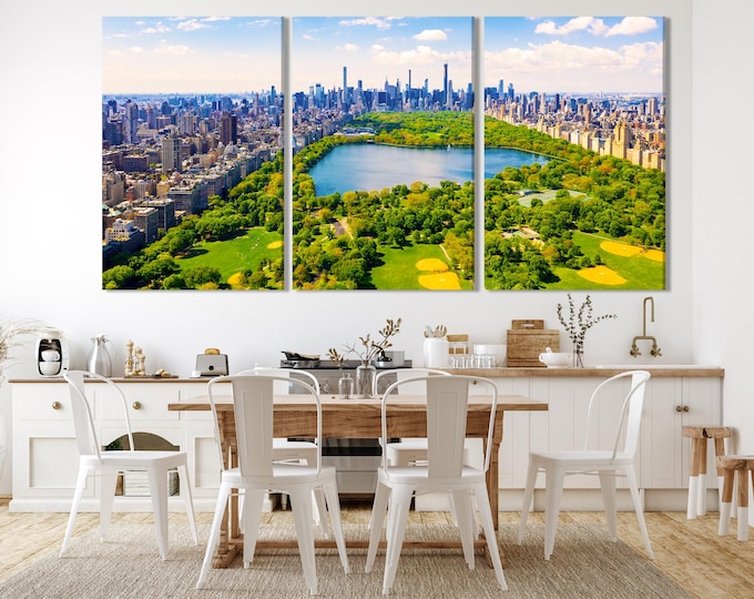 Central Park Wall Art, Aerial View of New York Central Park Art Print, Extra Large New York Cityscape Canvas Print, NYC Office Wall Decor