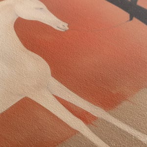 White Horse & Minimalist Woman Canvas Art – Modern Terracotta Figurative Painting, Mid-Century Boho Equine Wall Decor, Gift for Horse Lover image 5