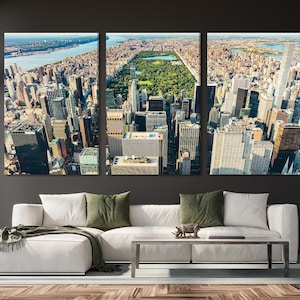 New York Skyline Leinwanddruck Luftaufnahme des Central Park und Manhattan Kunstwerk kultiges NYC Wall Art New York Kunstdruck Manhattan Stadtbild