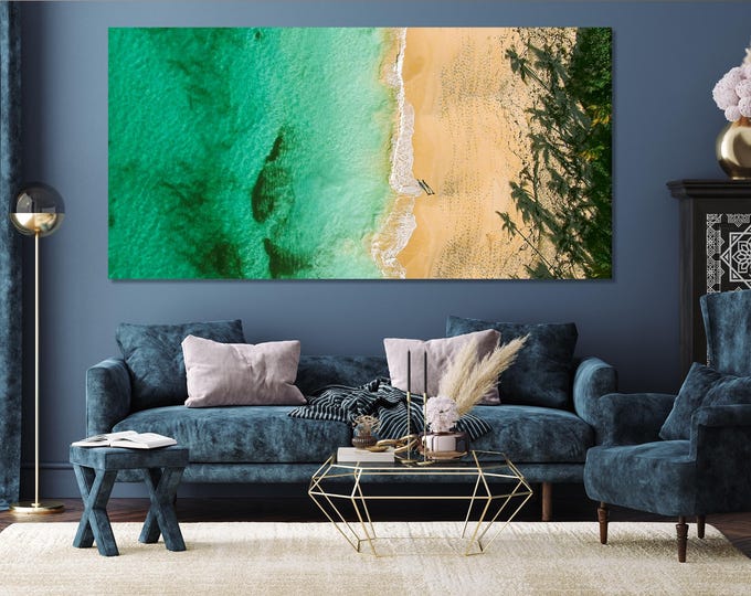 Bahamas Wall Art Aerial Beach Canvas Print Coastal Large Wall Art Tropical Bahamas Shoreline Artwork Modern Beach Art Print Island Decor