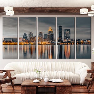 Louisville Skyline Leinwanddruck - Louisville Stadtbild Wandkunst, Louisville Wandkunst, Louisville KY Kunstwerk für Wohnzimmer oder Büro Dekor
