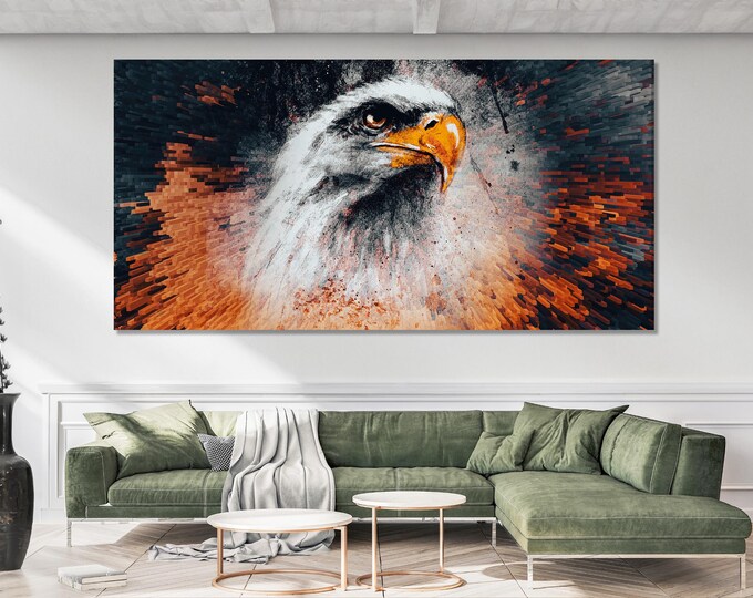 Abstract Eagle Canvas Print, Bold Wildlife Wall Art, Large Modern Eagle Artwork, Oversized Animal Canvas for Living Room Decor