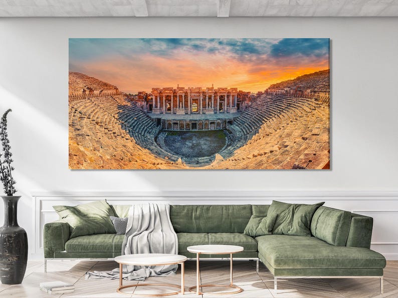 Hierapolis Amphitheater Canvas Print, Ancient Architecture Wall Art ...