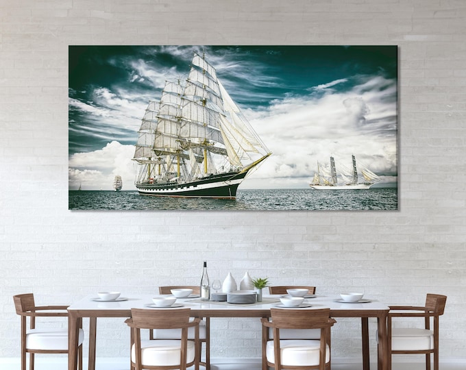 Sailing Ship Canvas Print – Nautical Wall Art – Maritime Canvas Artwork – Tall Ship Ocean Print– Sailing Ship Wall Decor – Nautical Fine Art