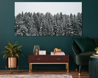 Winter Art Print Pine Trees Canvas Art Snowy Forest Wall Decor Winter Nature Landscape Print Modern Winter Wall Art Pine Tree Artwork Print