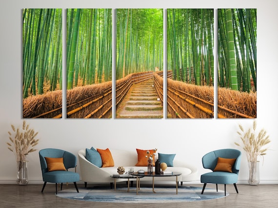 Bamboo Wall Art - Forest Path Canvas Print, Large Nature Wall Art, Green Landscape Photography, Zen Garden Decor for Living Room or Office
