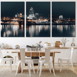 Cincinnati Skyline Wall Art - Large Cincinnati Canvas Print, Oversized Ohio River Bridge Artwork, Modern Fine Art -  Contemporary Home Decor