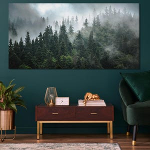 Foggy Forest Wall Art - Misty Forest Landscape Art Print for Office or Home Wall Decor - Nature-Inspired Wall Art, Foggy Pine Trees Wall Art