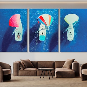 XXL Sailboat Canvas Print, Large Nautical Wall Art, Vibrant Sailing Artwork, Modern Coastal Art Print, Ocean Wall Hanging for Home or Office