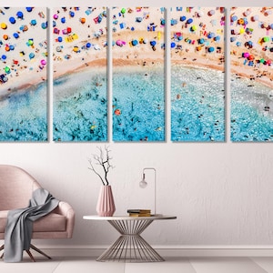 Summer Beach Canvas Art Print - Large Coastal Wall Art, Summer Inspired Artwork Beach Art Print Seaside Prints Beach House Canvas Art Print