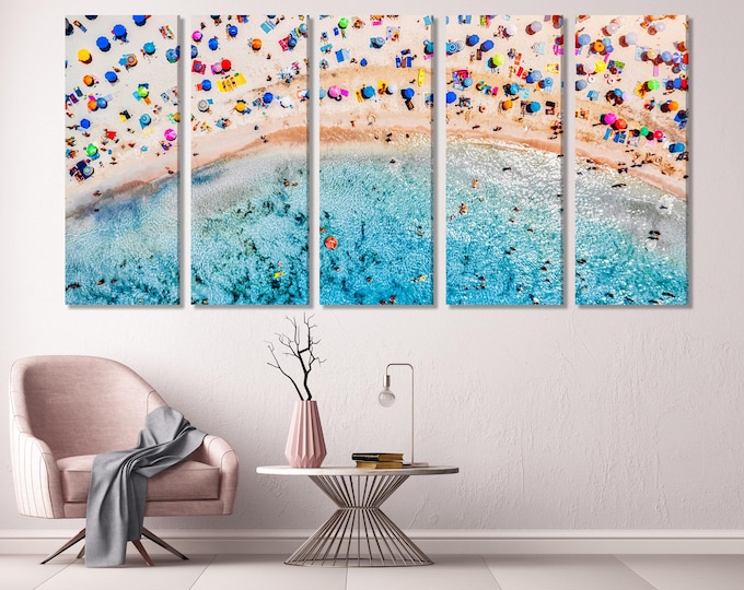 Summer Beach Canvas Art Print - Large Coastal Wall Art, Summer Inspired Artwork Beach Art Print Seaside Prints Beach House Canvas Art Print