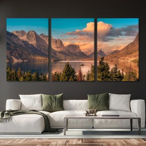 Glace Nationalpark Leinwanddruck – Majestätische Berglandschaft Wandkunst für Wohnzimmer oder Esszimmer