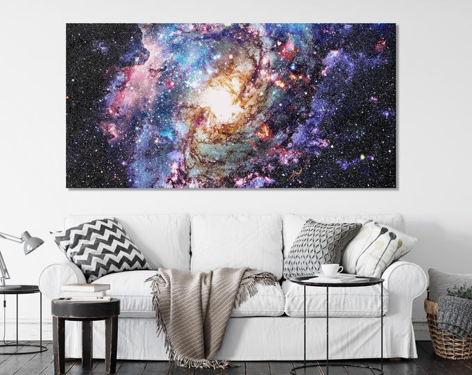 Galaxy Nebula Canvas Art - Cosmic Space Wall Art, Large Starry Sky Artwork, Deep Space Decor, Colorful Universe Scene for Modern Interiors