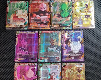 Set of 10 Dragon Ball Z cards USA version signed Prismatic Proxy, Custom, 1.1
