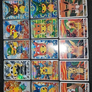 Juego de 15 cartas de Pikachu Cosplay, Poncho, Mimikyu, Eevee Promo Mario, Luigi Proxy, Orica 1.1 de alto acabado