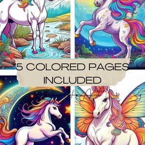 Unicorns Coloring Pages for Kids and Adults, Adorable Unicorns Book to ...