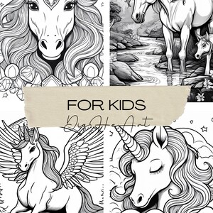 Unicorns Coloring Pages for Kids and Adults, Adorable Unicorns Book to ...